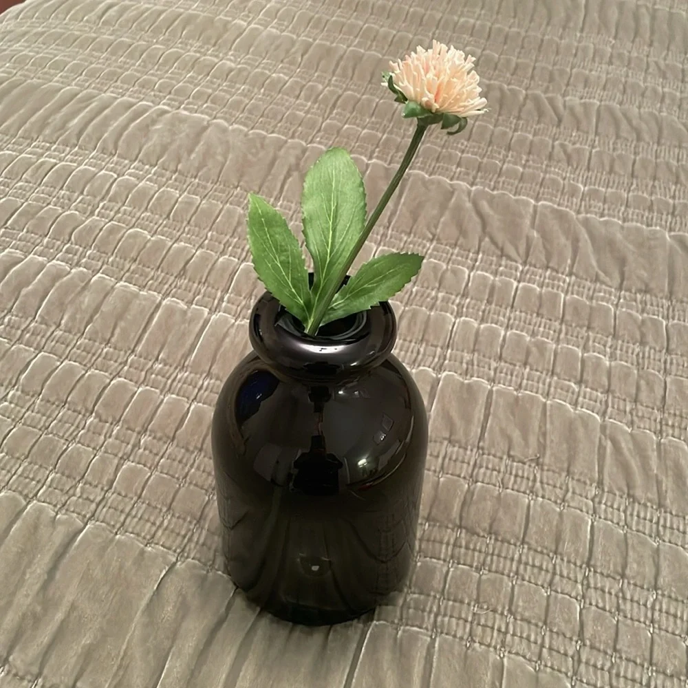 IKEA ATGANG Gray Dark Smokey Clear Glass Vase